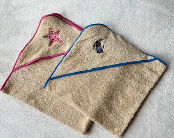 Hooded towel 80 x 80 cm / hooded towel customizable / bath towel baby personalized / gift idea / individual / triangular towel / baby
