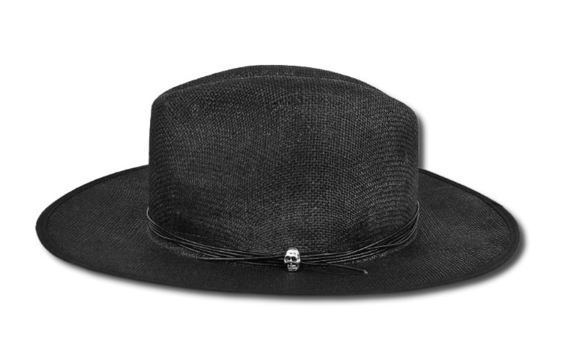 Custom Mens Summer Black Hat, Summer Rocker Fedora, Mens Goth Style Sun ...