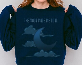 Moon Crewneck, Pretty Moon Sweater, Moon Sweatshirt, Fall Sweat, Winter Sweatshirt, Full Moon Gift, Moon Gift, Witch Gifts, Spiritual Gifts