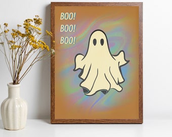 Vintage Ghost Poster, Ghost Art Print, 2023 Ghost, Halloween Digital Download, Ghost Phone Wallpaper, Retro Ghost Poster, Spooky Art Print