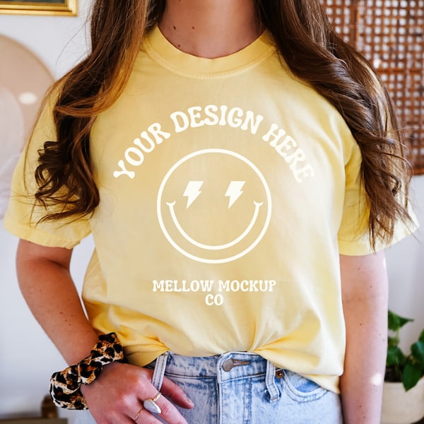 Butter Comfort Colors C1717 T-Shirt Mockup File, Butter Mockup, Butter Shirt Mock, C1717 Model Mock up, Comfort Colors Green Shirt Mock Up