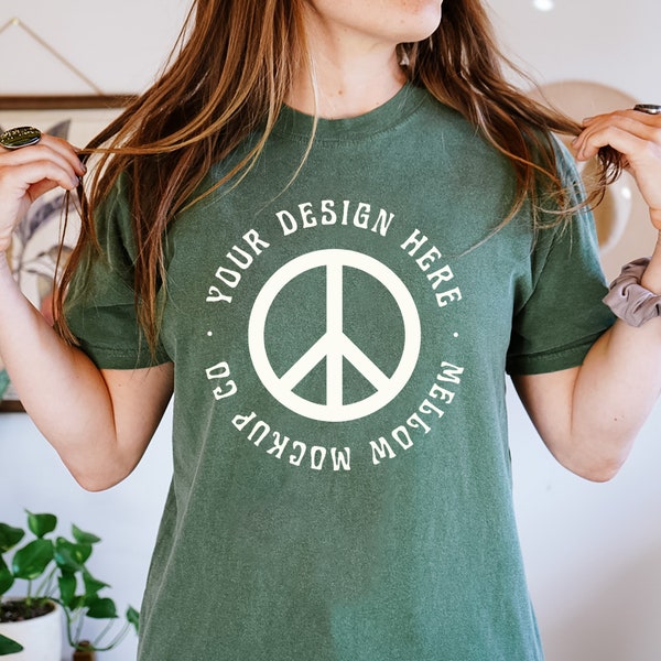 Hemp Comfort Colors C1717 T-Shirt Mockup File, Hemp Mockup, Hemp Shirt Mock, C1717 Model Mock up, Comfort Colors Green Shirt Mock Up