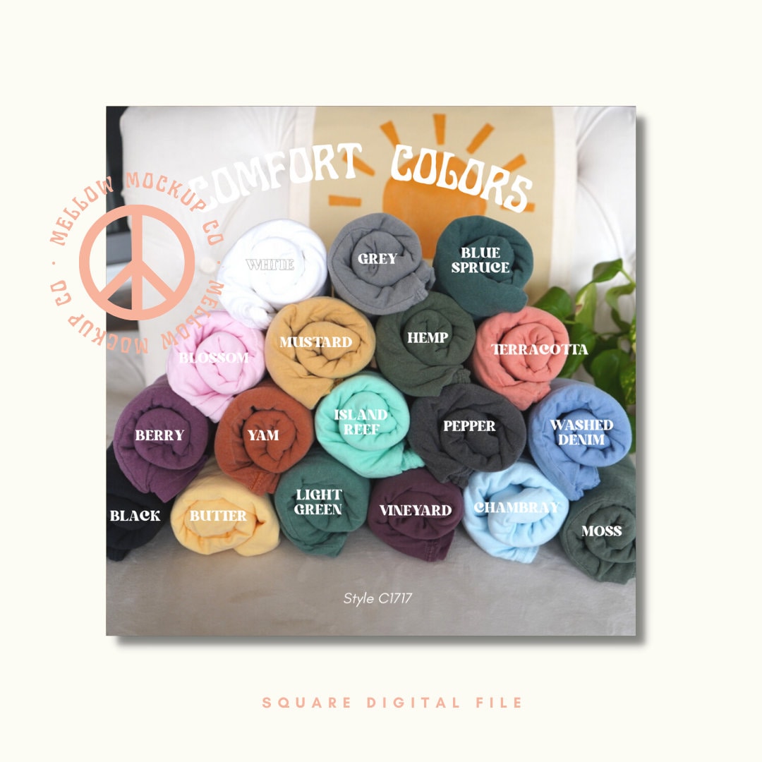 Comfort Colors C1717 T-shirt Color Chart Digital File, Adult