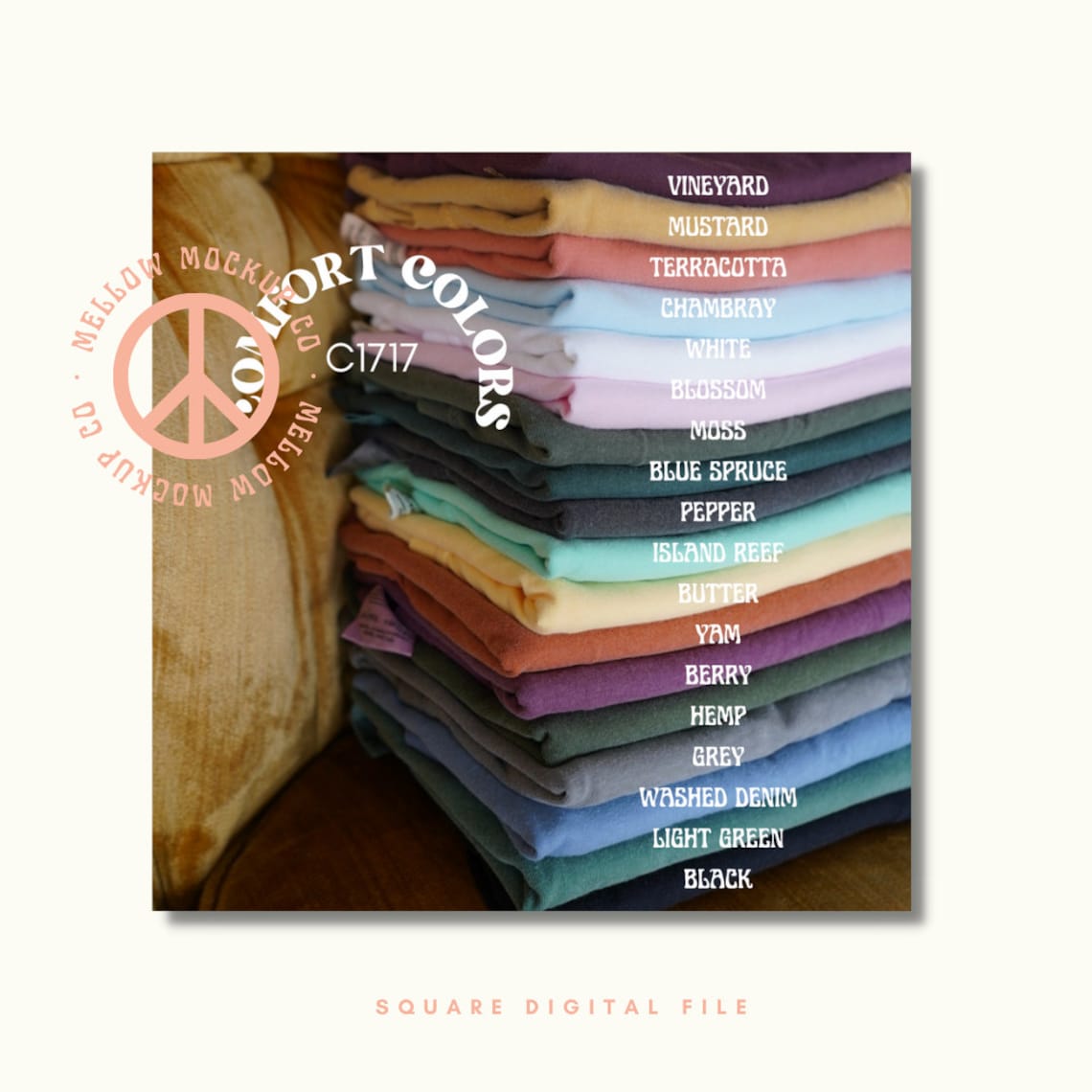 Comfort Colors C1717 T-shirt Color Chart Digital File, Adult