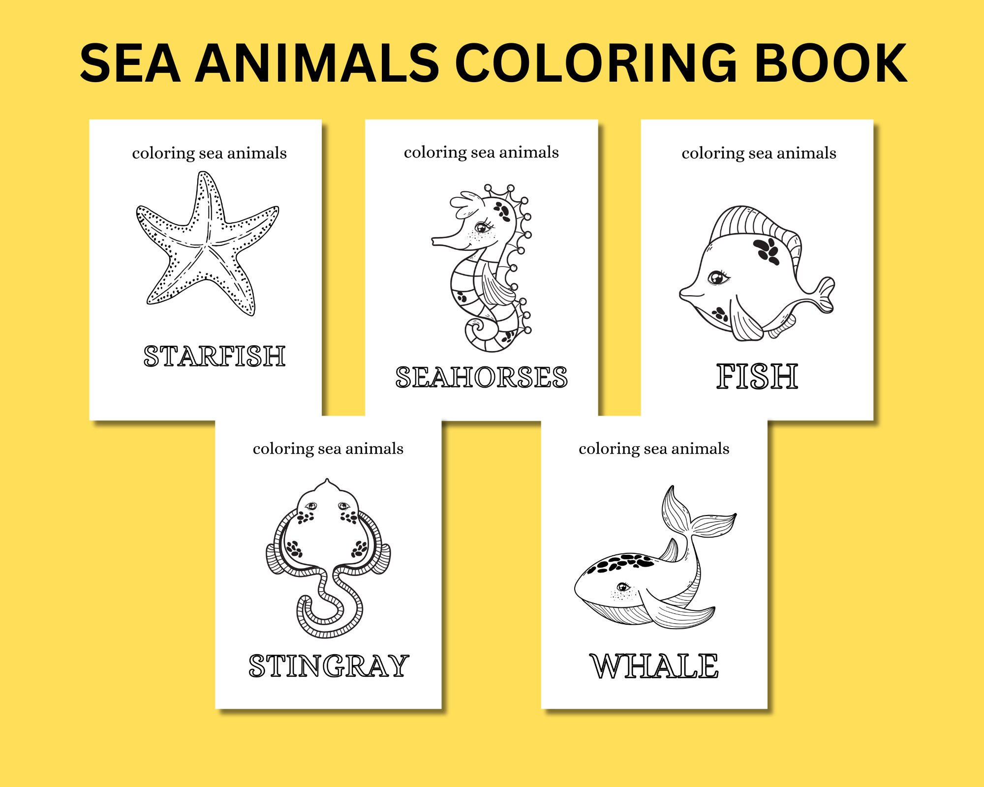 Sea Animals Coloring Book Personalized Kids Book, Coloring Book for ...