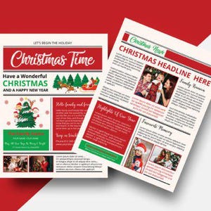 Newsletter di Natale, Rassegna dell'anno, Newsletter per la famiglia, Newsletter per le feste, Cartolina fotografica per le feste, Lettera di Natale