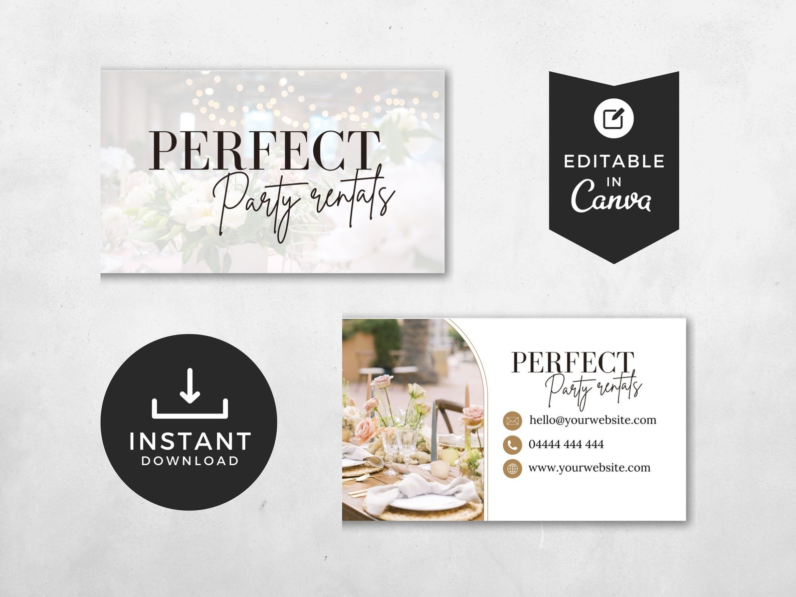 Party Rental Business Card Template Editable in Canva Instant Party Rental Business Card Template Editable in Canva Instant