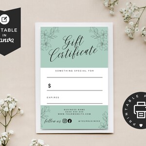 Small Business Gift Certificate Template, Instant Download, Printable ...