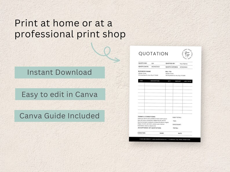 Business Quotation Template, Quotation Invoice Template, Estimate ...