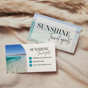 Reiseagent Visitenkarte Vorlage, Printable Visitenkarten, DIY Visitenkarte mit Foto, bearbeitbar in Canva, Instant Download, PTT-D02