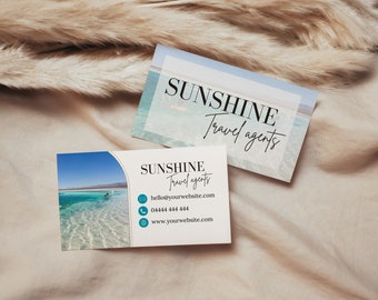 Travel Agent Business Card Template, Printable Business Cards, DIY Calling card with photo, Editable in Canva, Instant Download, PTT-D02