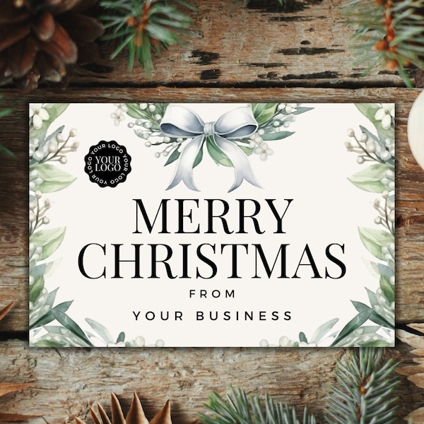 Company Business Christmas Cards, Happy Holidays Card for Clients, INSTANT DOWNLOAD, Xmas Greeting for Customers, Festive Greenery, PTT-CHR1