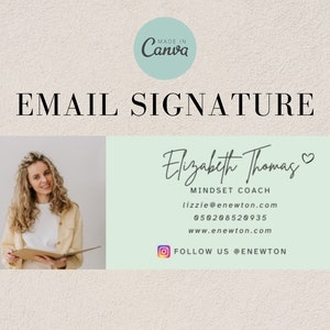 Email Signature with Instagram Icon, Email Signature Business Owner, Editable Canva Template, Instant Download, Sage Minimal Design, PTT-E03