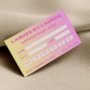 Afdrukbare afspraak kaart voor Lash Tech, DIY afspraak herinneringskaart, Canva sjabloon, Instant Download, roze Ombre ontwerp, PTT-F04