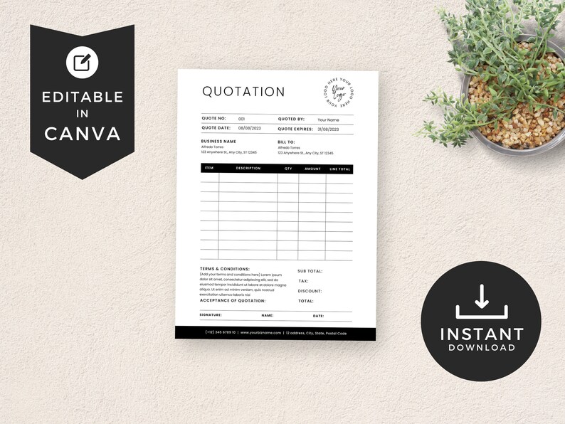 Business Quotation Template, Quotation Invoice Template, Estimate ...