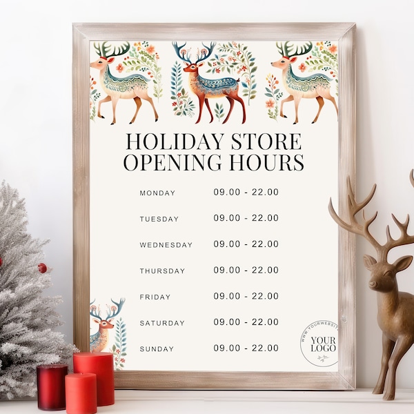 Christmas Hours Sign Etsy