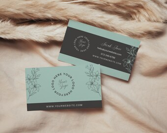 Simple Business Card Template, Instant Download, Printable Business Cards, Editable Canva Template, DIY Calling Card, Sage Green PTT-A01