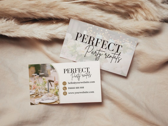 Party Rental Business Card Template, Editable in Canva, Instant Download, DIY Calling Card for Party Equipment Hire, Photo Card, PTT-D01