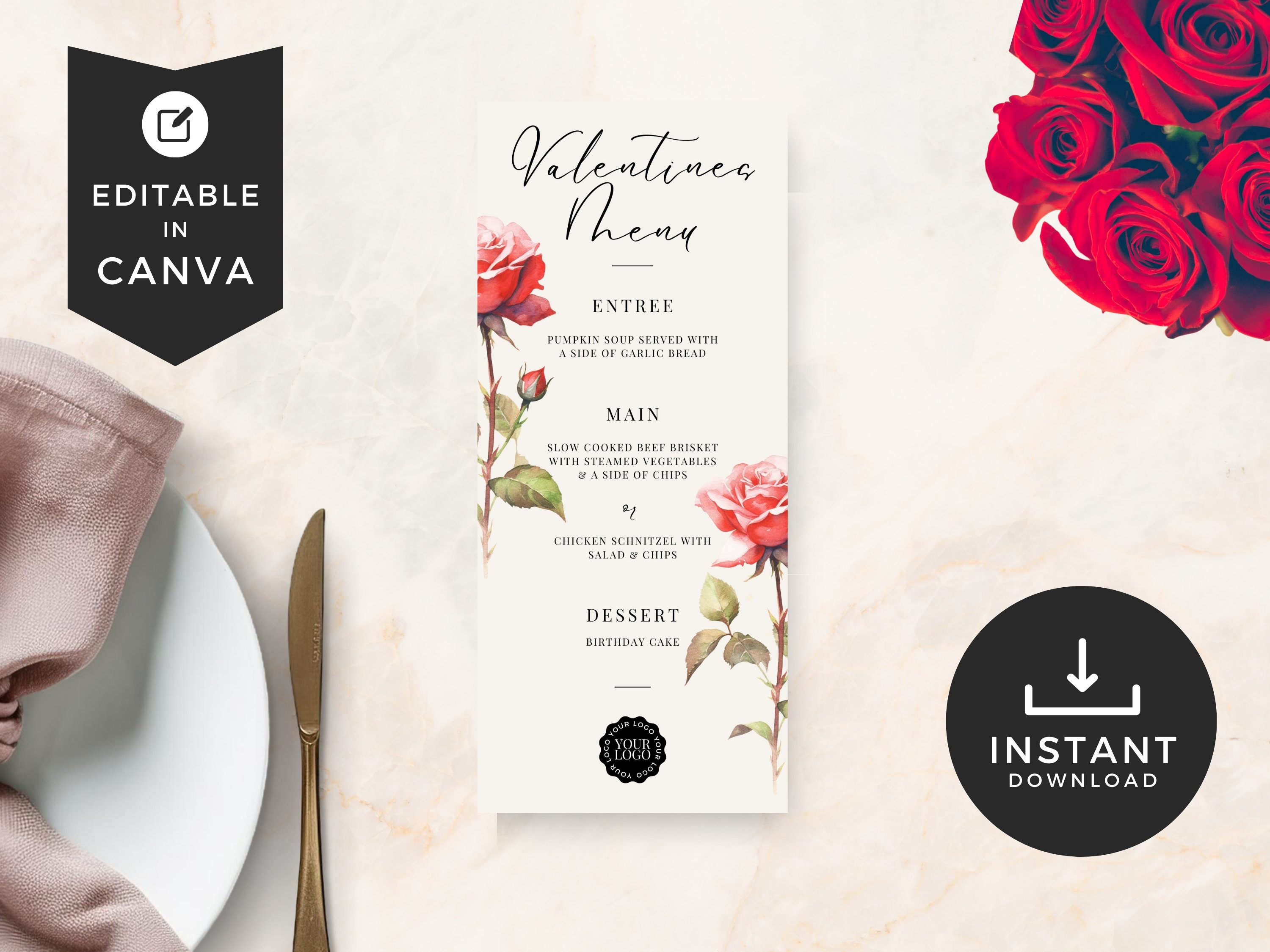 Valentines Day Menu Template, Canva Restaurant Menu, INSTANT DOWNLOAD ...