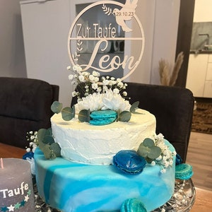Cake Topper Taufe Kommunion Personalisiert mit Datum und Namen Bild 9