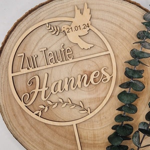 Cake Topper Taufe Kommunion Personalisiert mit Datum und Namen Bild 1