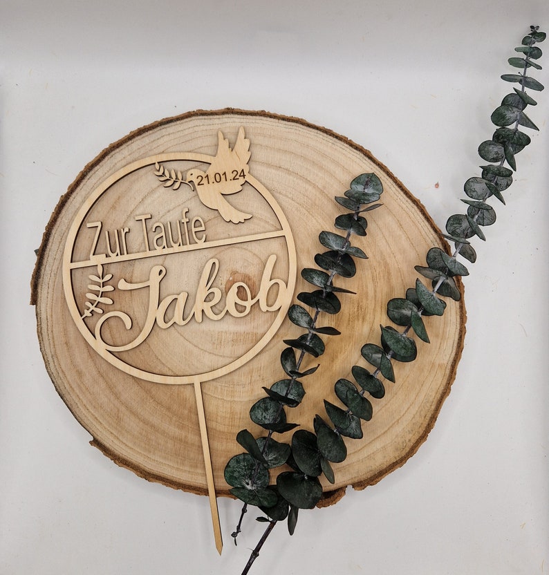 Cake Topper Taufe Kommunion Personalisiert mit Datum und Namen Bild 2