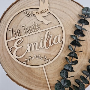 Cake Topper Taufe Kommunion Personalisiert mit Datum und Namen Bild 8