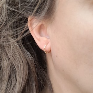 Sleepers Real 10k Gold 13mm Hoop Earrings For Kids Small Huggies 10k Yellow Gold 10k White Gold Sleeper Thin Hoops Leave-in Earrings