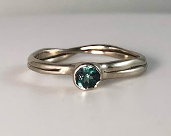 Genuine Alexandrite Handmade Ring with Natural Alexandrite Artisan Designer 14k White Gold Ring Unique Engagement Ring June Birthstone