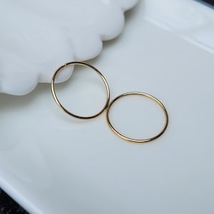 16mm Sleepers Real 10k Gold Earrings For Kids, Ladies or Mens Earrings Solid 10k Gold Sleepers Fine Hoop Earrings 10/16 inch Leave-in Huggie