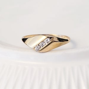 10k Yellow Gold Diamond Trinity Ring, Promise Ring