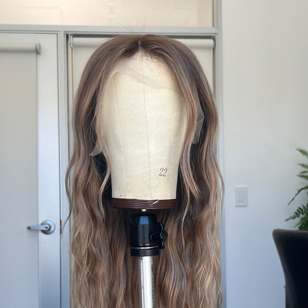 22 inch custom colored honey blonde “bronde” balayage human hair wig