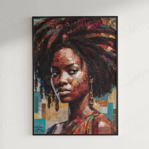 African Woman Canvas, Black Girl Poster, Black Art, Black Woman Art, Afro American Art, Modern Wall Art Decoration