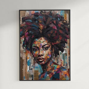 Black Girl Poster, African Woman Canvas, Black Art, Black Woman Art, Afro American Art, Modern Wall Art Decor
