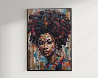 Black Girl Poster, African Woman Canvas, Black Art, Black Woman Art, Afro American Art, Modern Wall Art Decor