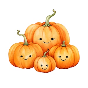 Süße gruselige Halloween Kürbis PNG Clipart für Print on Demand, druckbar, Sublimation, Baby Shower Herbst Clipart