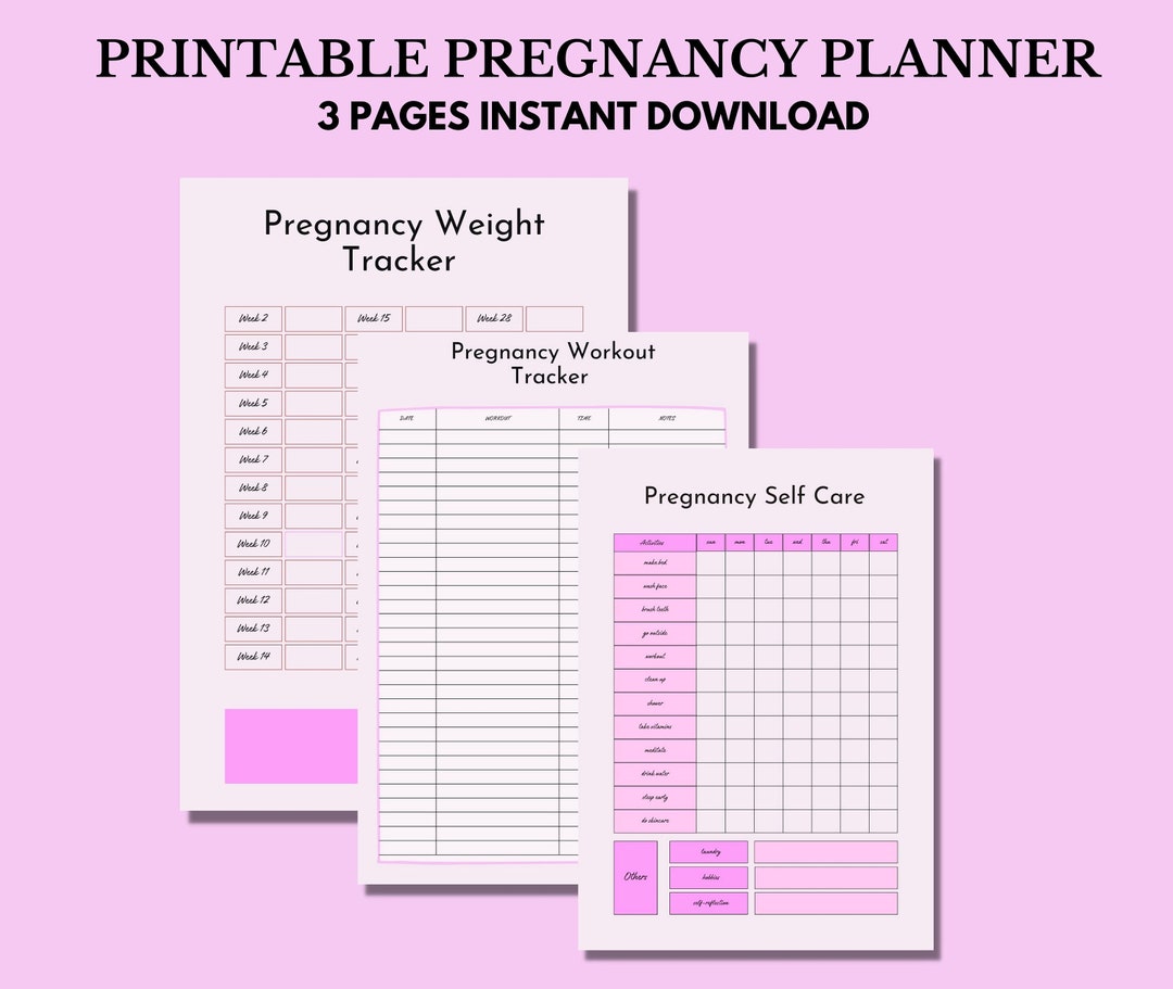 Printable Pregnancy Planner, Pregnancy Weight Tracker, Pregnancy