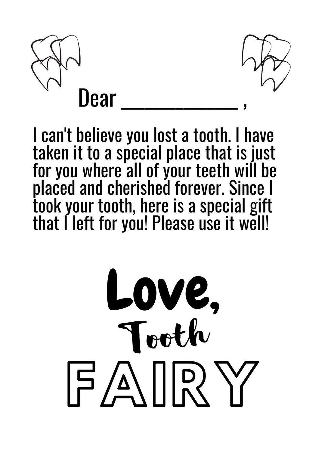 Tooth Fairy Card - Etsy UK