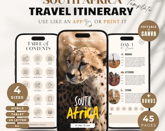 Afrika Reiseplaner Canva: Vollständig anpassbarer digitaler Safari-Reiseplaner (Sofortdownload)