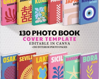 130 Fotobuch-Cover Canva Template: Bearbeitbares Urlaubsfotoalbum, Luxus-Kaffeetischbücher