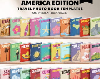 Amerika Edition Reise Fotobuch Canva Template: Urlaubs Fotoalbum, Kaffeetischbücher (Digitaler Download)