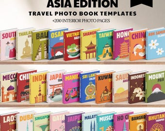 Asien Edition Reise Fotobuch Canva Template: Urlaubsalbum, Kaffeetischbücher (Digitaler Download)