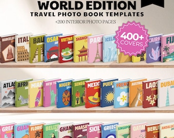 Plantilla de Canva para álbum de fotos de lujo con más de 400 imágenes (Edición Mundial): Álbum de fotos de vacaciones personalizable, libros de mesa de centro.
