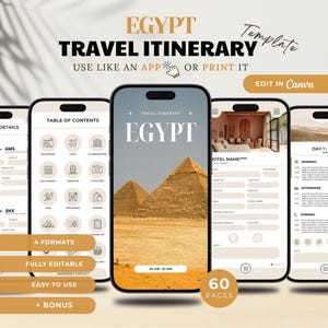 Egypt Interactive Travel Itinerary Template: Editable in Canva, Holiday Planner (Digital & Printable)