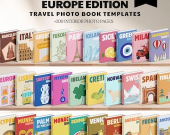 Europa Edition Reise Fotobuch Canva Template: 200 Seiten Urlaubsalbum, Kaffeetischbücher