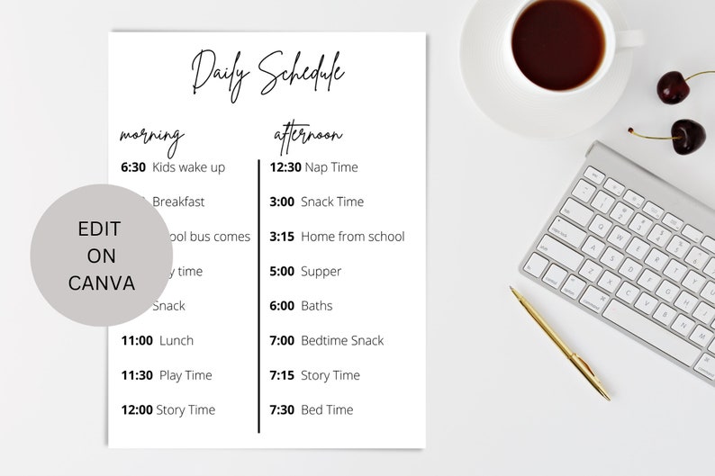 Daily Schedule Template Etsy
