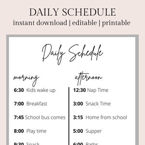 Daily Schedule Template