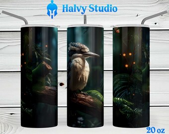 Blue Kookaburra #0126 sublimation design for 15oz, 20oz straight, 20oz tapered, and 30oz Skinny Tumblers, Digital Download
