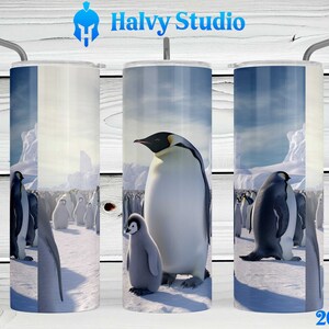 Emperor Penguin, Mom and Baby #0159 sublimation design for 15oz, 20oz straight, 20oz tapered, and 30oz Skinny Tumblers, Digital Download