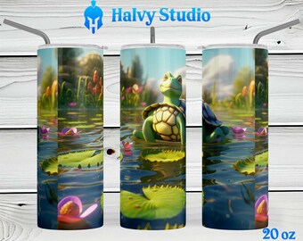 Cute Turtle #0154 sublimation design for 15oz, 20oz straight, 20oz tapered, and 30oz Skinny Tumblers, Digital Download